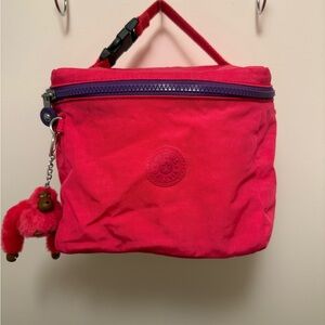 Kipling Graham Insulated Lunch Box Bag Neon Pink with Purple Details